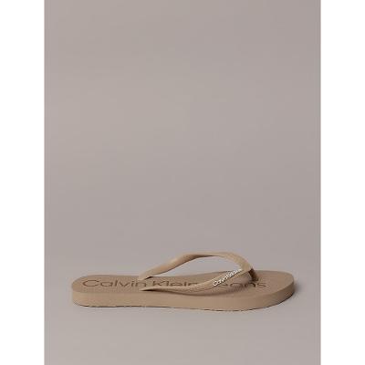 Chinelo Calvin Klein Jeans Feminino Make New Planes - Caqui Claro