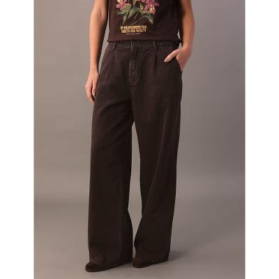 Calça Color Feminina Baggy Bolso Faca - Marrom