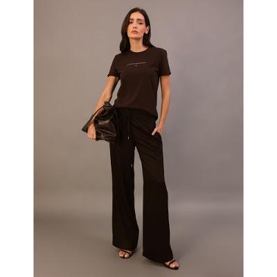 Camiseta Calvin Klein Jeans Feminino Organic Frase - Marrom