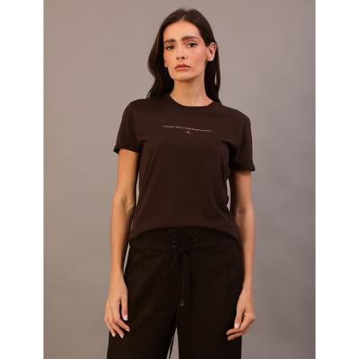 Camiseta Calvin Klein Jeans Feminino Organic Frase - Marrom