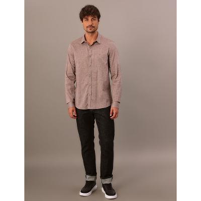 Camisa Manga Longa Calvin Klein Jeans Slim Cotton Linen - Marrom