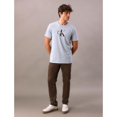 Camiseta Manga Curta Calvin Klein Jeans Masculino Re Issue - Azul Bebe