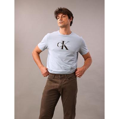 Camiseta Manga Curta Calvin Klein Jeans Masculino Re Issue - Azul Bebe