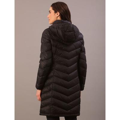 Jaqueta Calvin Klein Feminina Alongada Matelassê Capuz Remo - Preto