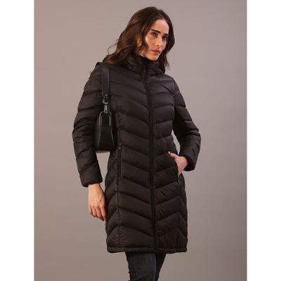 Jaqueta Calvin Klein Feminina Alongada Matelassê Capuz Remo - Preto