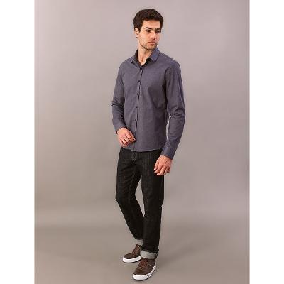 Camisa Manga Longa Masculino Slim Fil a Fil - Marinho
