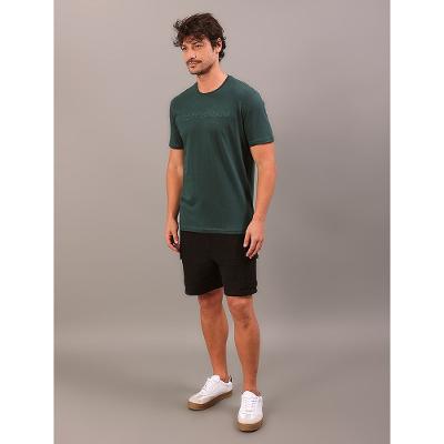 Camiseta Manga Curta Calvin Klein Jeans Masculino Embossed+bordado - Verde Médio