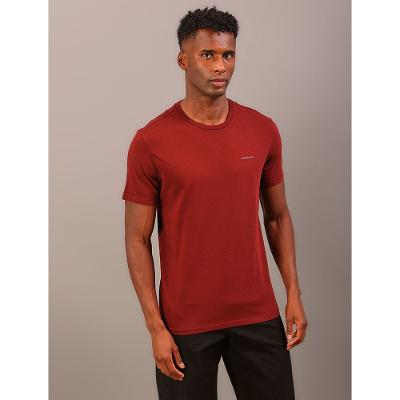 Camiseta Manga Curta Calvin Klein Jeans Masculino Logo Basico Peito - Bordo