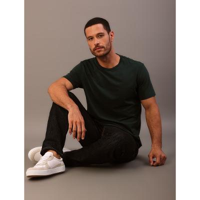 Camiseta Manga Curta Calvin Klein Jeans Masculino Logo Basico Peito - Verde Médio