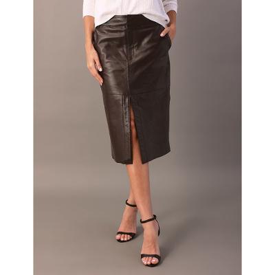 Saia Lapis Calvin Klein Feminina de Couro - Marrom