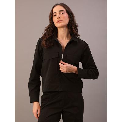Jaqueta Calvin Klein Feminina Utilitária em Tecido Empapelado - Preto