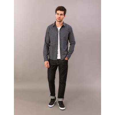 Camisa Manga Longa Masculino Slim Cotton Check - Marinho
