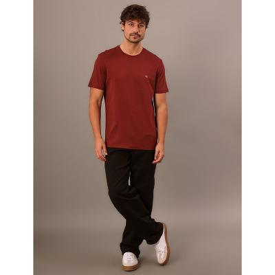 Camiseta Manga Curta Calvin Klein Jeans Masculino Pima - Bordo