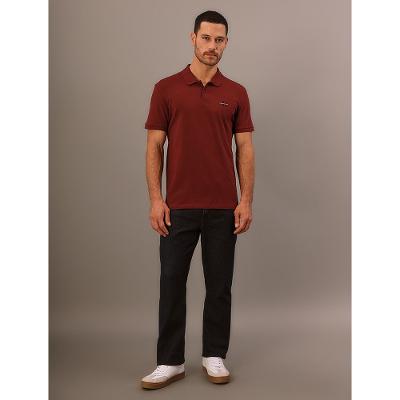 Polo Manga Curta Calvin Klein Jeans Masculino Logo Re Issue - Bordo