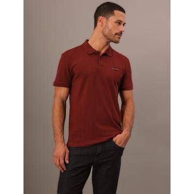 Polo Manga Curta Calvin Klein Jeans Masculino Logo Re Issue - Bordo