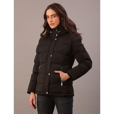 Jaqueta Calvin Klein Feminina Down Matelassê Botões e Capuz - Preto