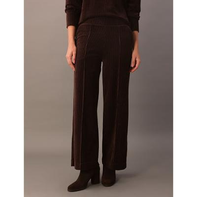 Calça Wideleg Calvin Klein Feminino de Malha de Veludo Cotelê - Marrom