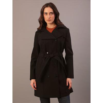 Trench Coat Calvin Klein Feminina Com Cinto e Capuz - Preto