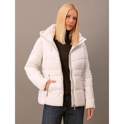 Jaqueta Calvin Klein Jeans Feminino Gola e Capuz Removivel - Off White