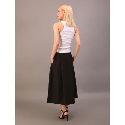 Saia Midi Calvin Klein Jeans Feminino Evasê Com Pregas - Preto