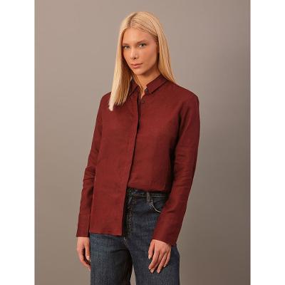 Camisa Calvin Klein Feminina Linho Lisa - Bordo