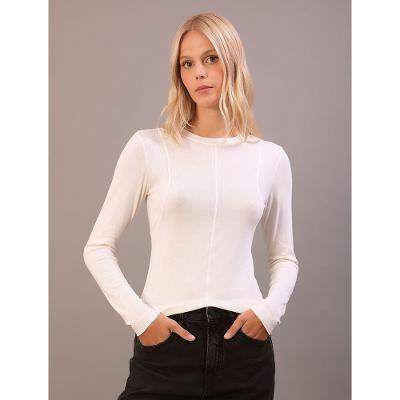 Blusa Calvin Klein Jeans Feminino Manga Longa Tricô - Off White