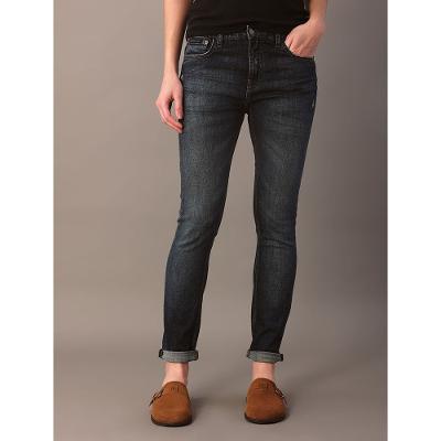 Calça Jeans New Skinny Feminina Pequenos Puídos - Marinho