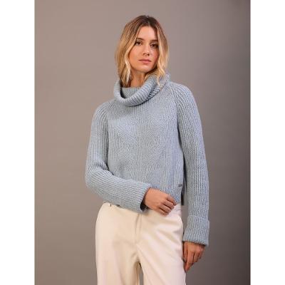 Tricot Calvin Klein Feminino Gola Alta Efeito Mesclado - Azul Bebe