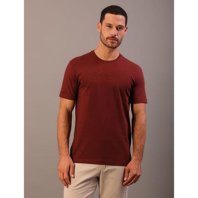 Camiseta Manga Curta Calvin Klein Masculino Embossed+bordado - Bordo