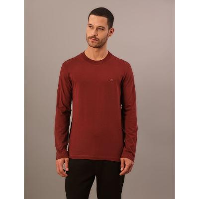 Camiseta Manga Longa Calvin Klein Meia Malha - Bordo