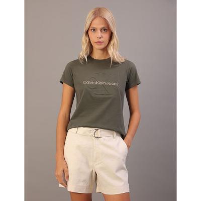 Camiseta Calvin Klein Jeans Feminino Logo Embossed - Militar
