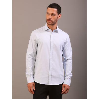 Camisa Manga Longa Regular Oxford Com Elastano - Azul Claro