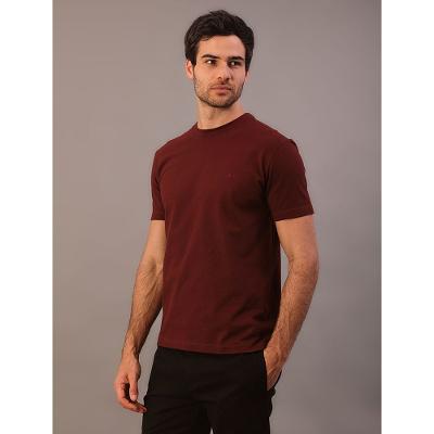 Camiseta Manga Curta Calvin Klein Masculino Gola Dupla - Bordo