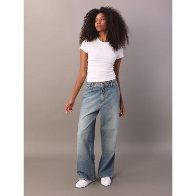 Calça Jeans Feminina Low Crotch Bolso Faca - Azul Claro