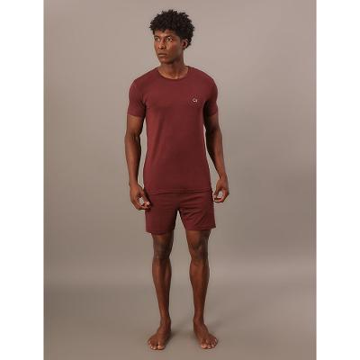 Pijama Masculino Manga Curta Berm C/Bolso Calvin Klein Modal - Bordo