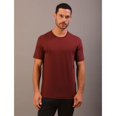 Camiseta Manga Curta Calvin Klein Masculino Algodão Egípcio - Bordo