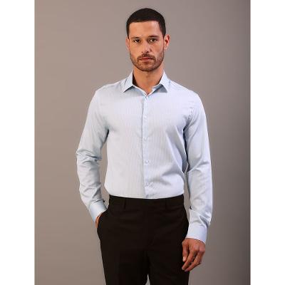 Camisa Manga Longa Slim Fio 60 - Azul Claro