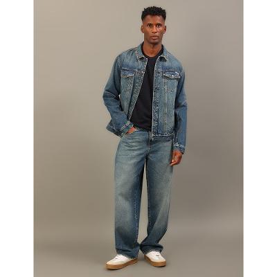 Jaqueta Jeans Over Recorte Manga - Marinho