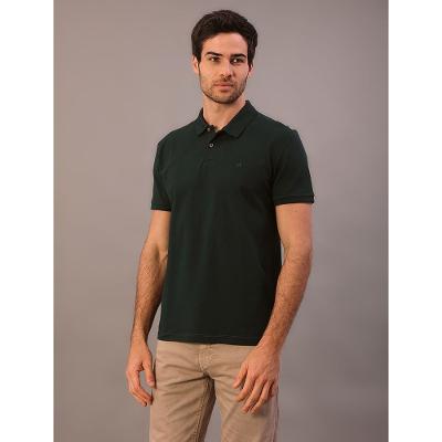 Polo Manga Curta Regular Basica Sem Friso - Verde Médio