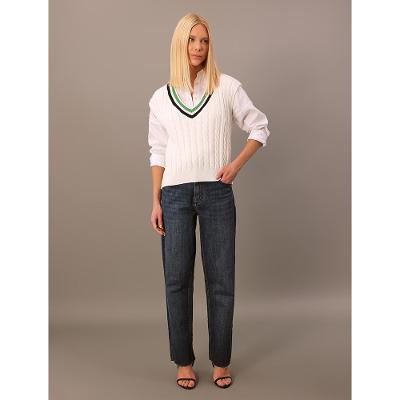 Colete Calvin Klein Feminino de Tricot Com Listra Contrastante - Off White