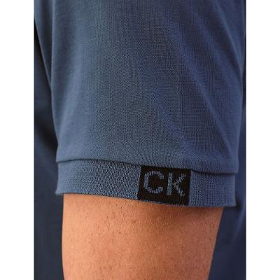 Polo Masculina Calvin Klein Manga Curta Logo Silver Jersey - Indigo