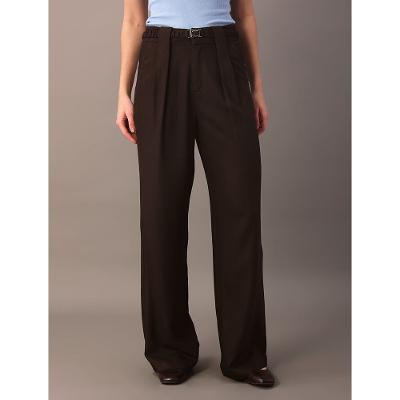 Calça Calvin Klein Jeans Feminino Cinto Elástico Com Fivela - Marrom