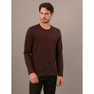 Camiseta Manga Longa Calvin Klein Masculino Calvin Klein Bordado - Marrom