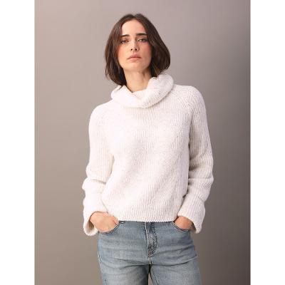 Tricot Calvin Klein Feminino Gola Alta Efeito Mesclado - Off White