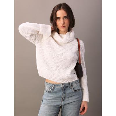 Tricot Calvin Klein Feminino Gola Alta Efeito Mesclado - Off White
