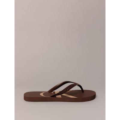 Chinelo Calvin Klein Jeans Logo Corrido Ck - Marrom