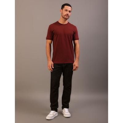 Camiseta Manga Curta Calvin Klein Jeans Masculino Malhão Com Punhos - Bordo