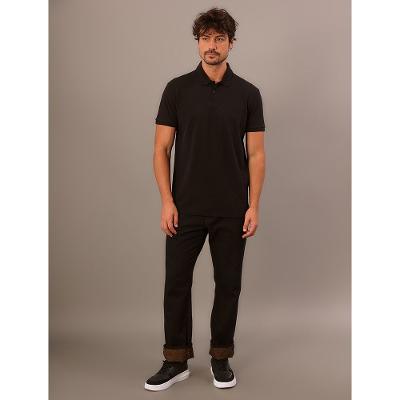 Polo Manga Curta Calvin Klein Jeans Regular Etiqueta Calvin Klein Barra - Preto