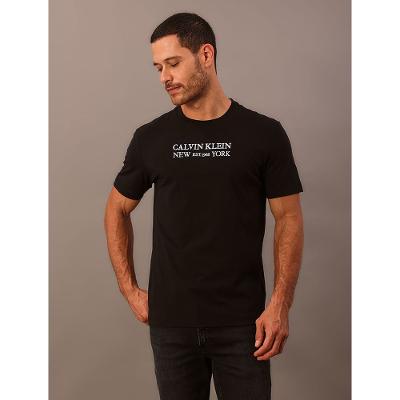 Camiseta Manga Curta Calvin Klein Masculino Bordado Ny Est. 1968 - Preto