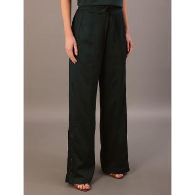 Calça Wideleg Calvin Klein Jeans Feminino Detalhamento em Botões - Verde Médio